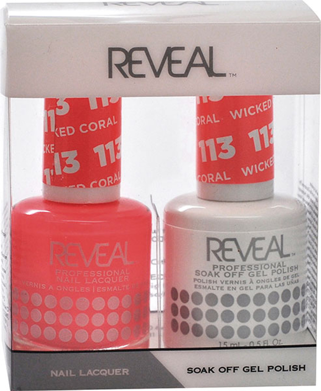 Reveal Gel Polish & Nail Lacquer Matching Duo - WICKED CORAL - .5 oz