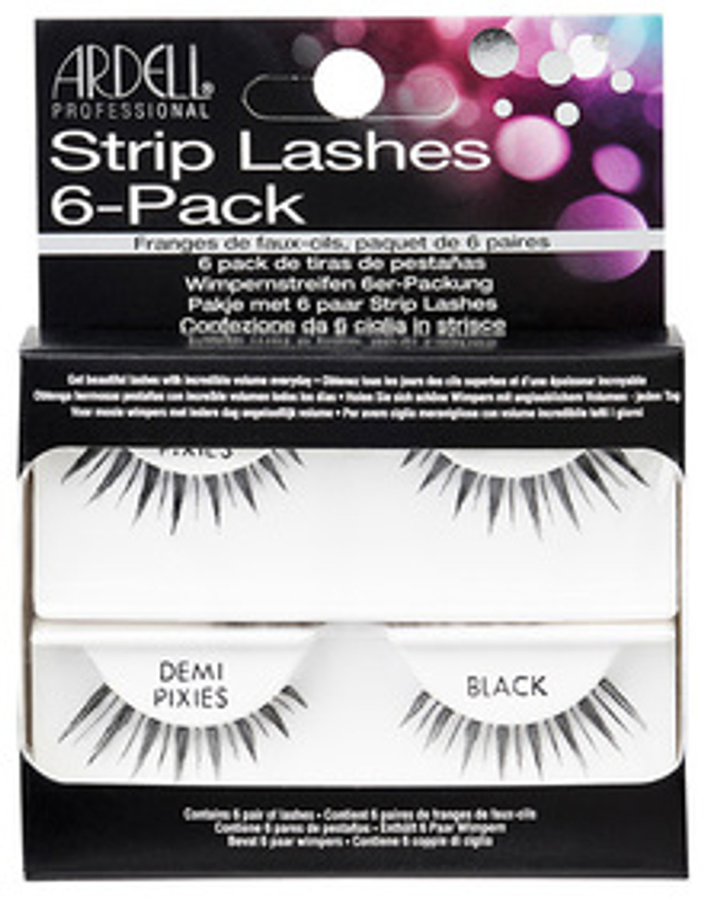 Ardell Strip Lashes 6-Pack - Natural Demi Pixies Black