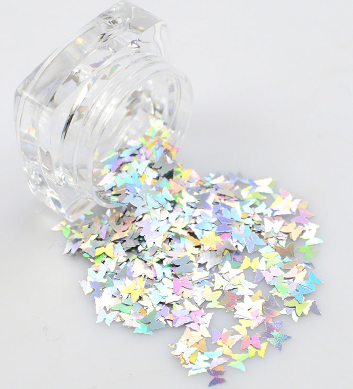 NDI Beauty Ice Mylar Nail Art Sparkly Glitter Silver Laser Butterfly - 40g