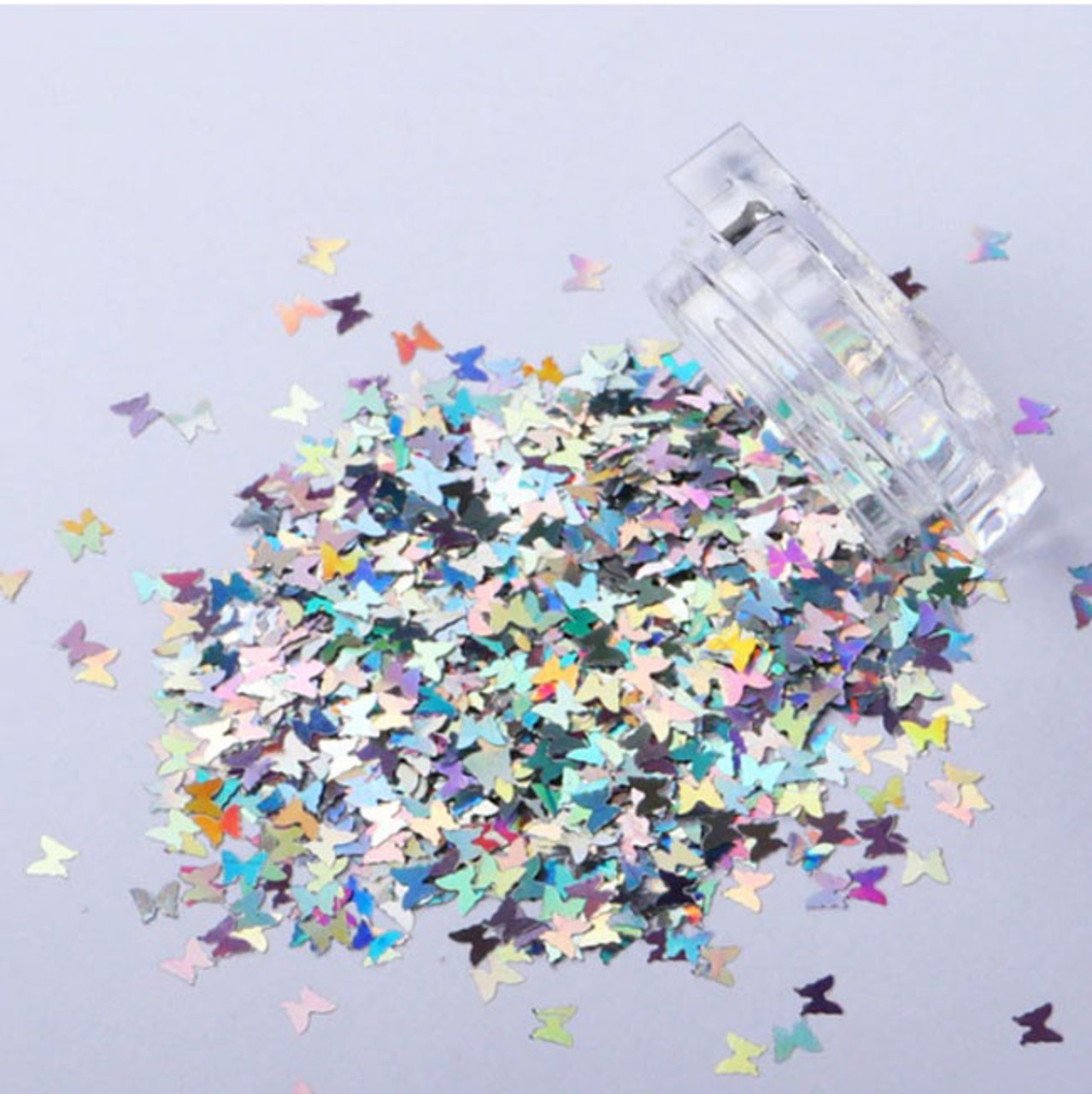 Nail Art Holographic Glitter Flakes Sparkly 3D Butterfly Shape - Mix Color 02