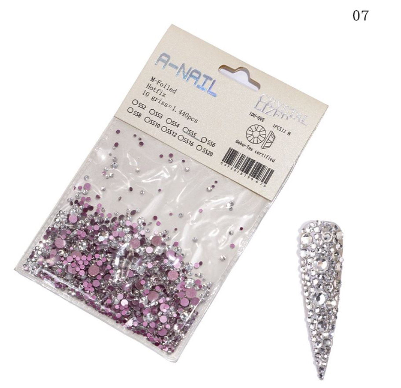 NDi beauty Crystallized HotFix Rhinestones FlatBack Mix Sizes AB Pink Opal - 1440 pcs