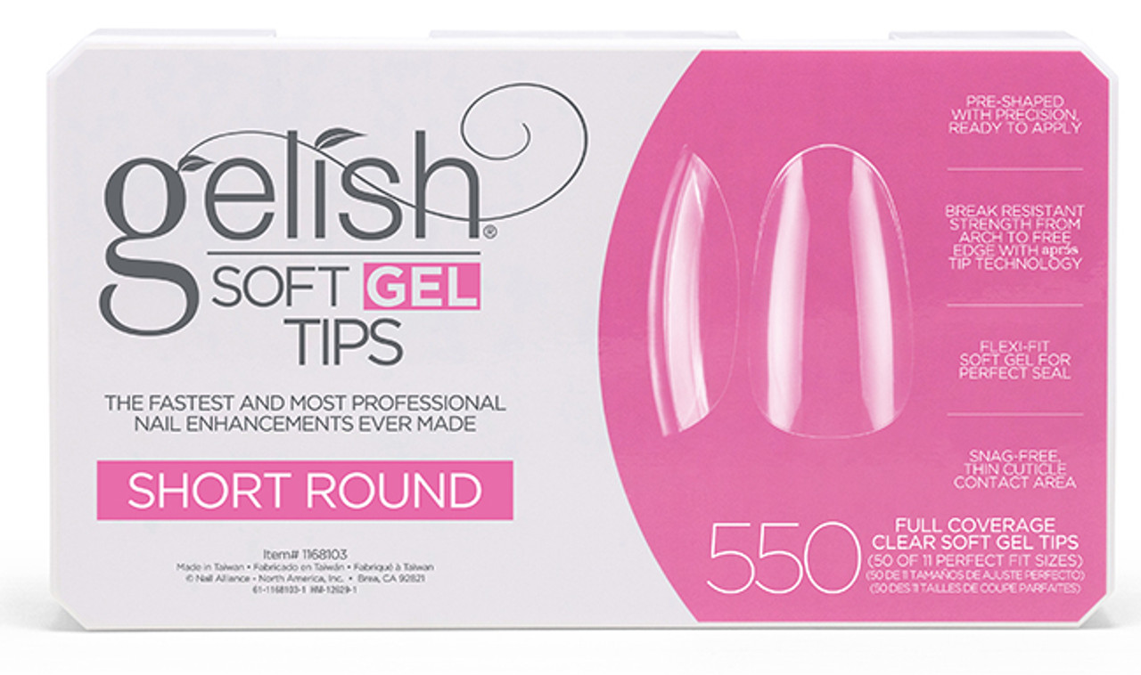 Nail Harmony Gelish Soft Gel Tips Short Round - 550 CT