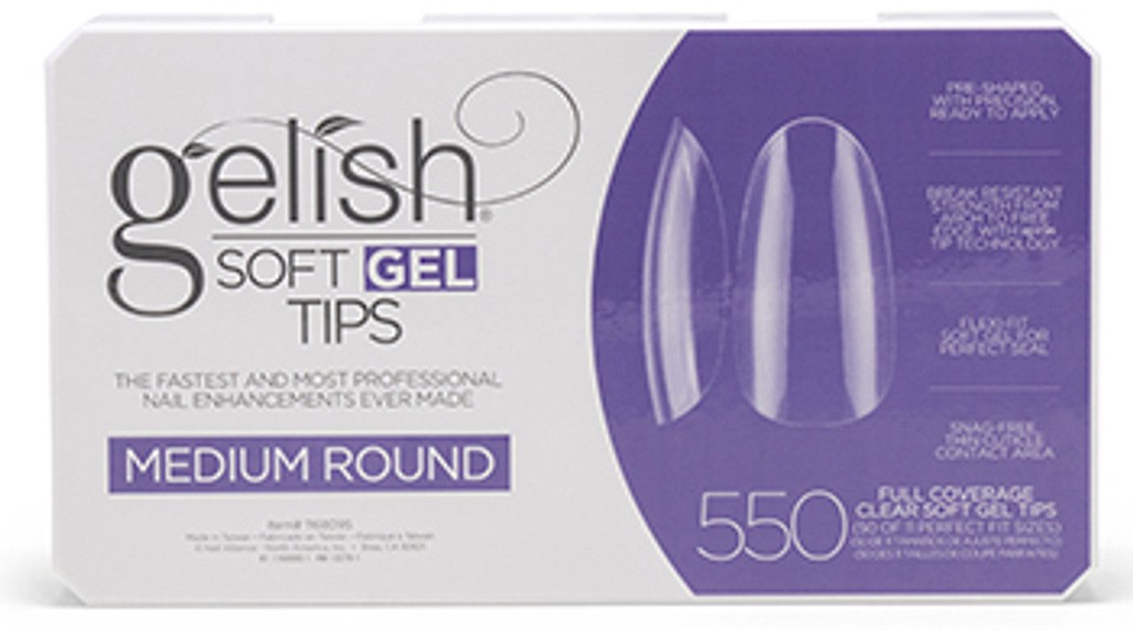 Nail Harmony Gelish Soft Gel Tips Medium Round - 550ct