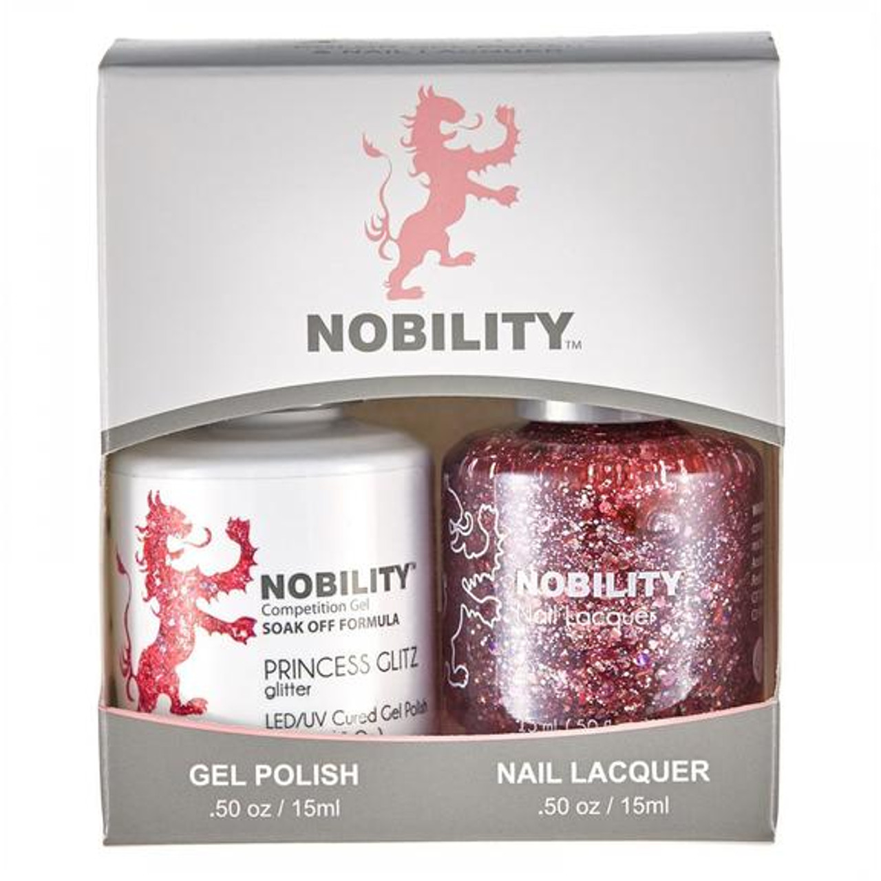 LeChat Nobility Gel Polish & Nail Lacquer Duo Set Princess Glitz - .5 oz / 15 ml