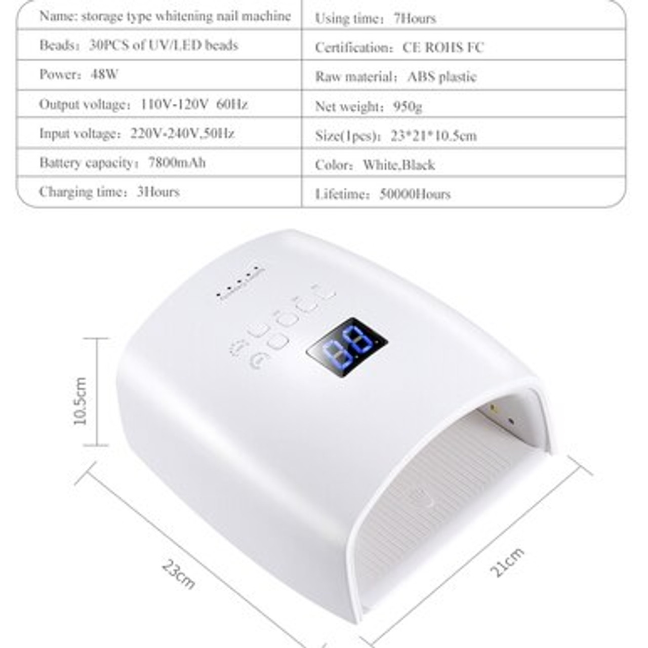 NDi beauty Cordless LED/UV Rechargeable Nail Lamp 48 watts