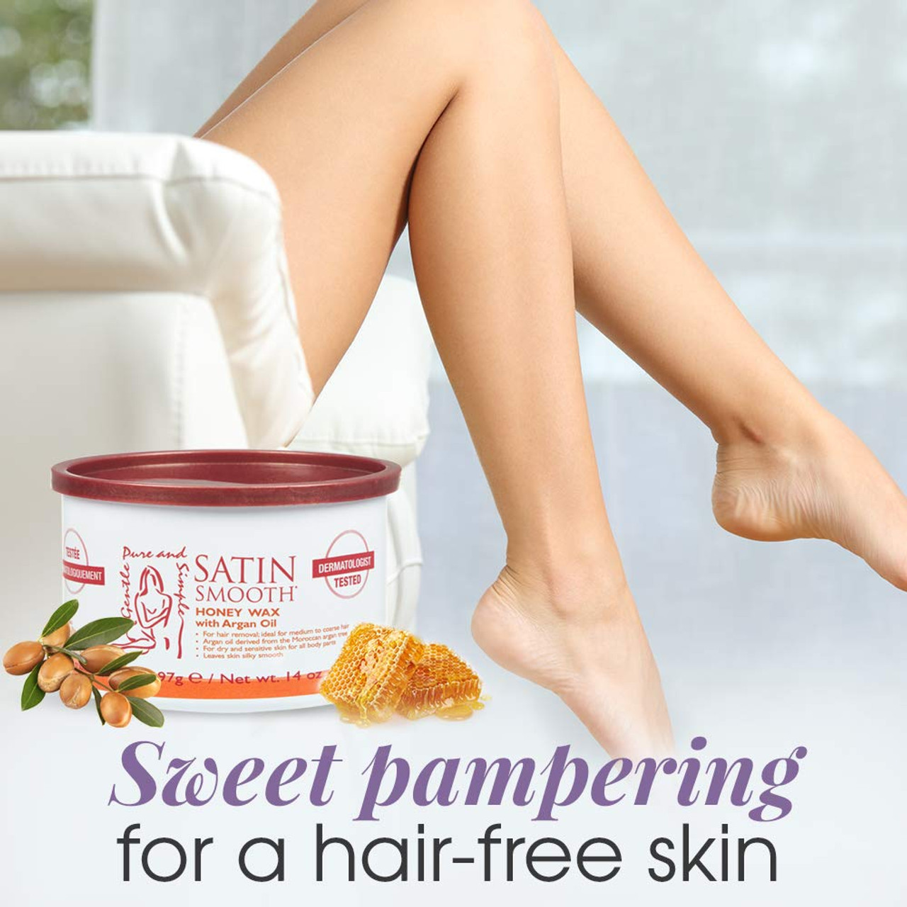 Satin Smooth Honey Wax with Argan Oil - 14oz