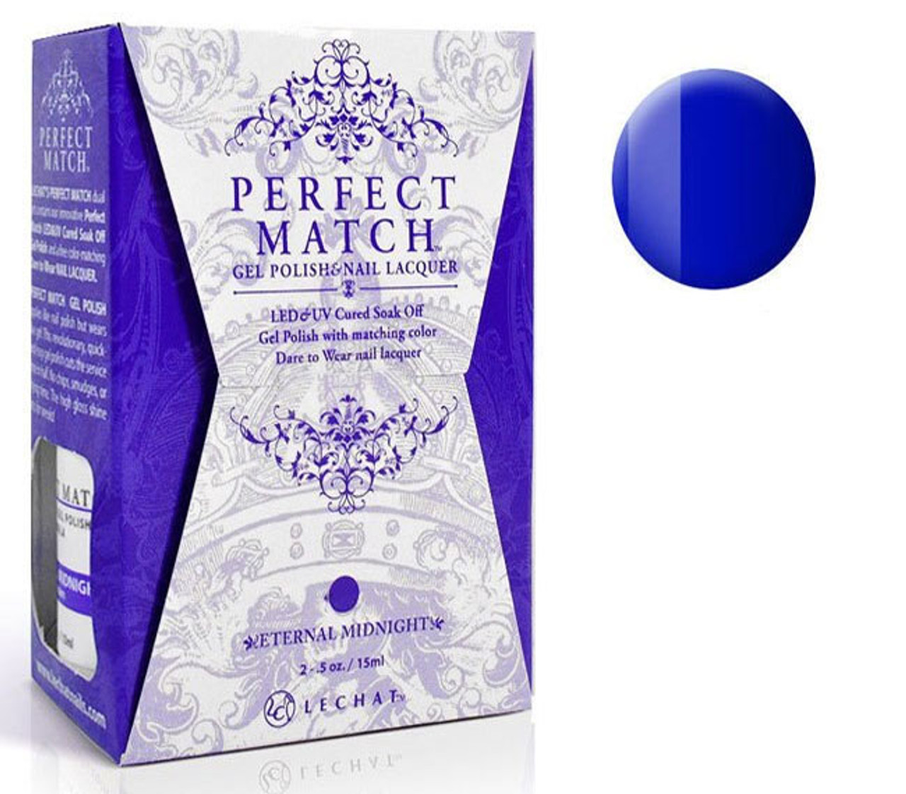 LeChat Perfect Match Gel Polish & Nail Lacquer Eternal Midnight - .5oz