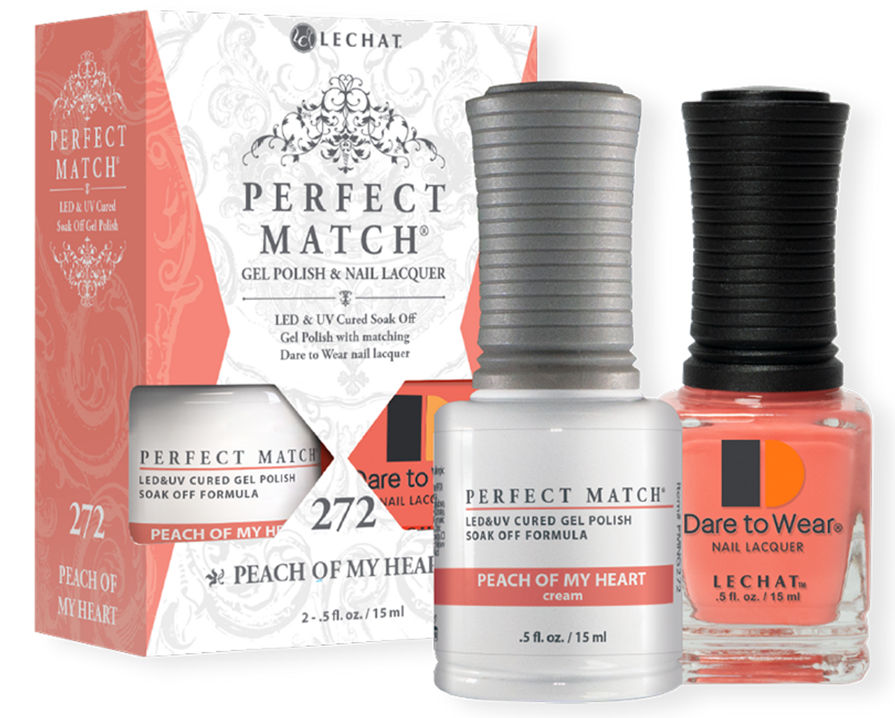 LeChat Perfect Match Gel Polish & Nail Lacquer Peach Of My Heart - .5oz