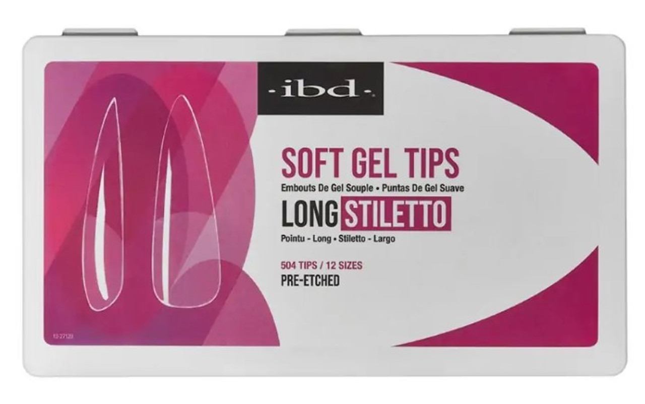 ibd Clear Soft Gel Tips - Long Stiletto - 504 CT