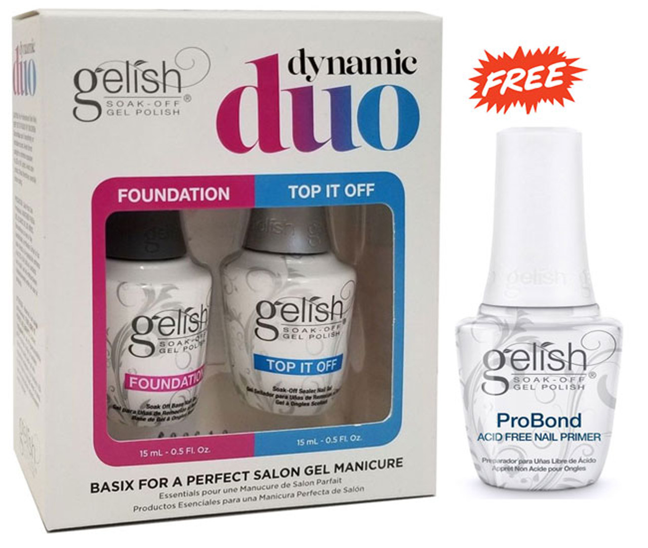 Gelish Dynamic Duo Foundation + Top It Off with Pro Bond FREE