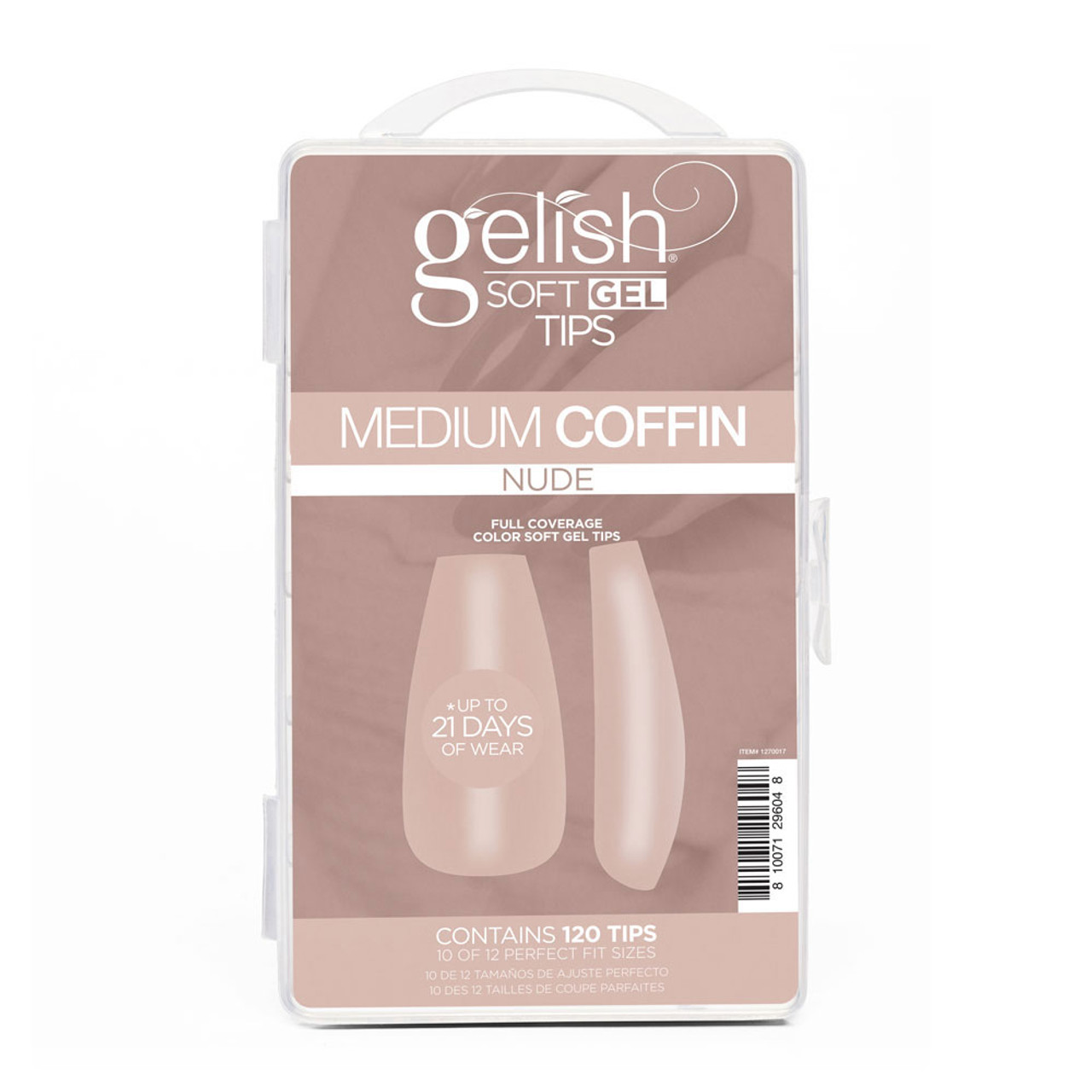 Gelish Soft Gel Tips Nude Medium Coffin - 120 CT