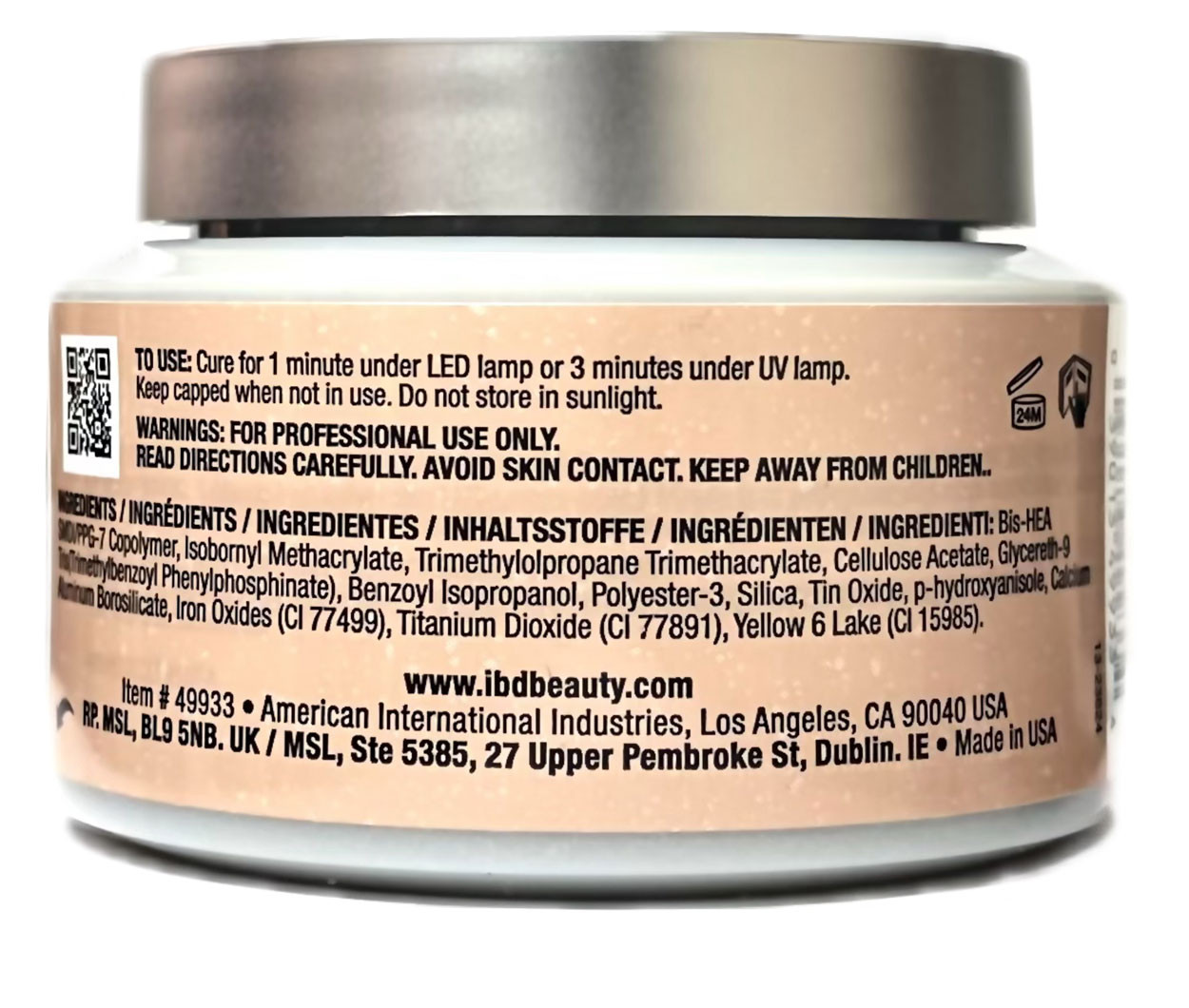 IBD Hard Gel LED/UV Xtreme Builder Gel Champagne Sparkle  - 56 g / 2 oz
