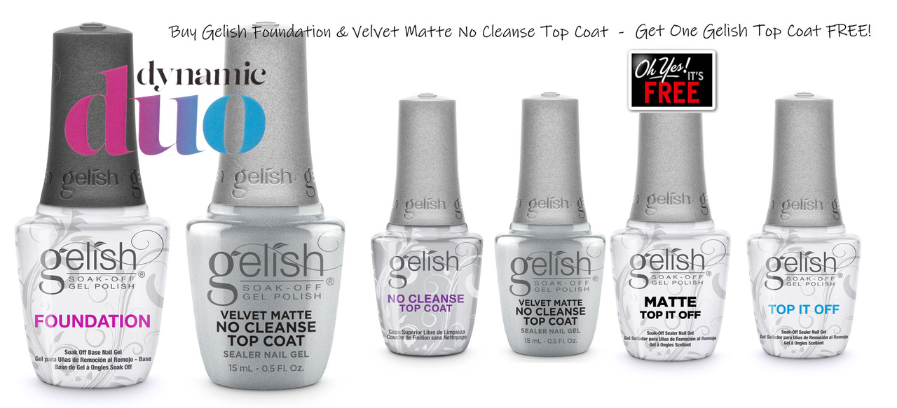 Gelish Foundation + Gelish Velvet Matte No Cleanse Top Coat + FREE Gelish Top Coat of Your Choice