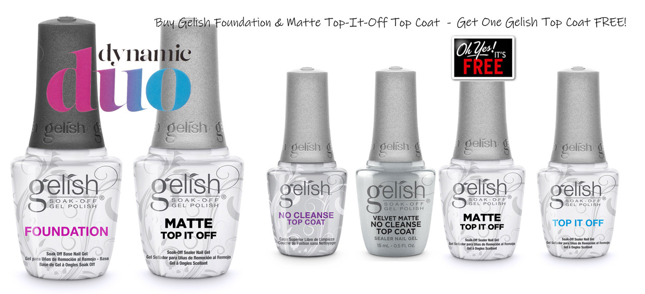 Gelish Foundation + Gelish Matte No Cleanse Top Coat + FREE Gelish Top Coat of Your Choice