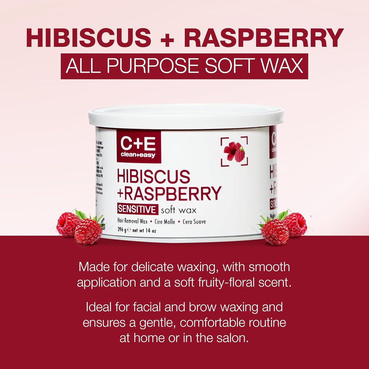 Clean + Easy Hibiscus + Raspberry Sensitive Soft Wax - 14 oz