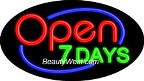 Neon Flashing Sign Open 7 Days