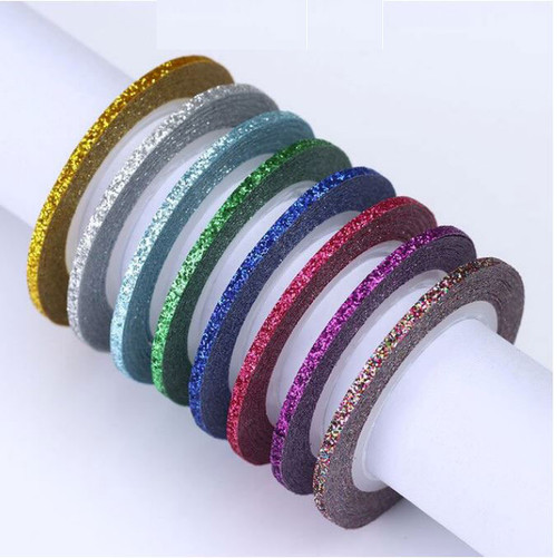 NDi beauty Nail Art Matte Glitter Striping Tape Line Sticker - 8 rolls (2 mm)