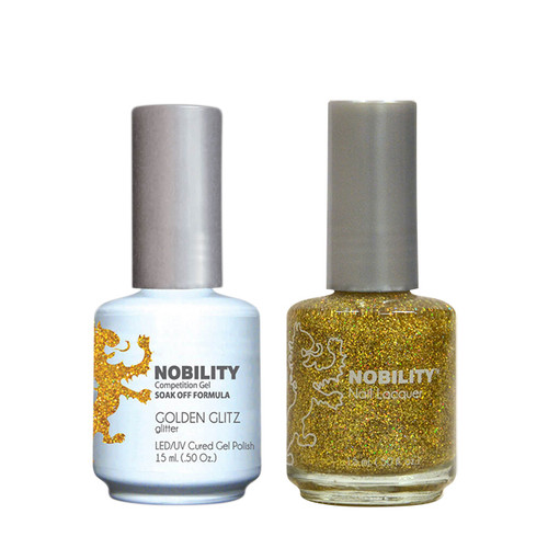LeChat Nobility Gel Polish & Nail Lacquer Duo Set Golden Glitz - .5 oz / 15 ml