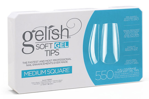 Nail Harmony Gelish Soft Gel Tips Medium Square - 550 CT