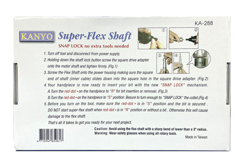 Kanyo Super Flex Shaft 3/32" Shank Snap Lock - Made in Taiwan