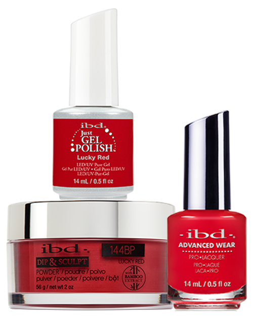 ibd Gel & Dip & Lacquer Trio Set Lucky Red