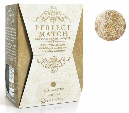LeChat Perfect Match Glitter Gel Polish & Nail Lacquer Seriously Golden - .5oz