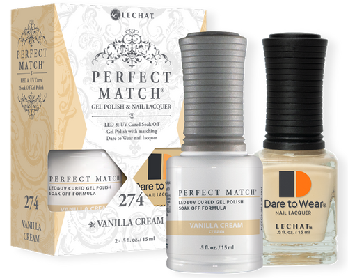 LeChat Perfect Match Gel Polish & Nail Lacquer Vanilla Cream - .5oz