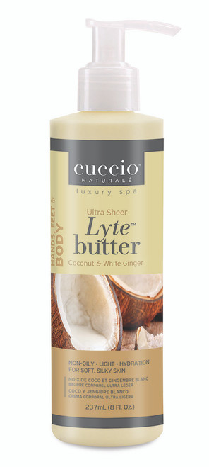 Cuccio Naturale Lyte Ultra Sheer Butter Coconut & White Ginger - 8 oz / 237 mL