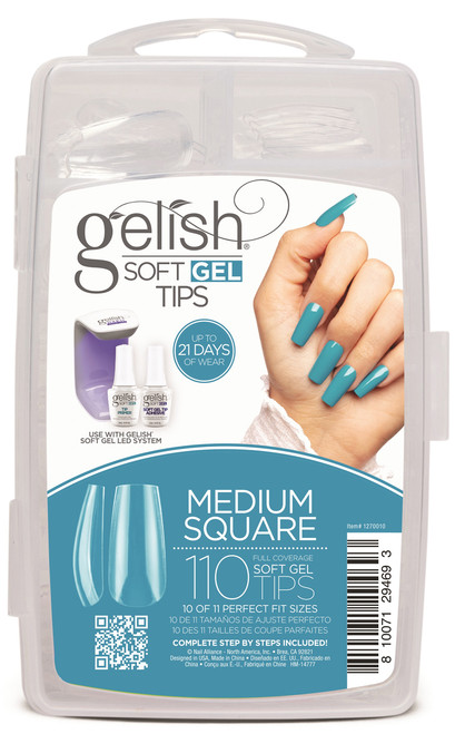 Nail Harmony Gelish Soft Gel Tips Medium Square - 110 CT