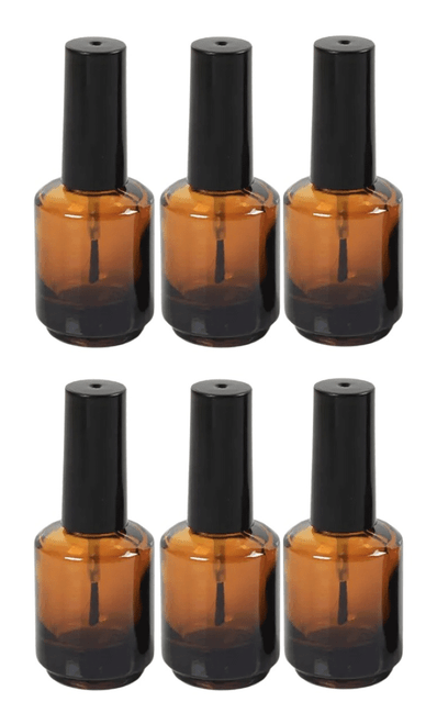 DL Pro Empty Amber Glass Polish Bottle .5 oz - 6 PCS