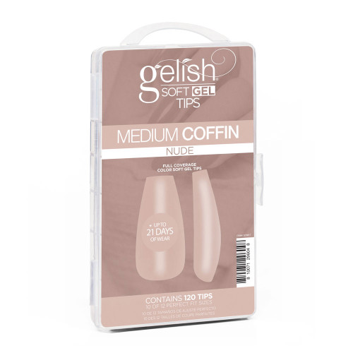 Gelish Soft Gel Tips Nude Medium Coffin - 120 CT