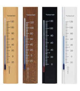 Wall Thermometer Beechwood Natural Walnut Black White Finish Hokco
