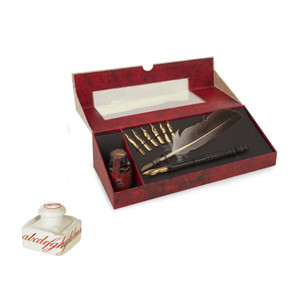 Calligraphy Feather Pen Set ABC Inkwell Authentic Models MG118 and MG078