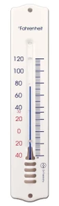 Analog Wall Thermometer White Polyurethane Coated Steel 8 inch by Hokco