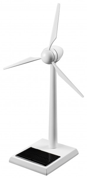 Solar Wind Turbine Wood 12 inch White Finish