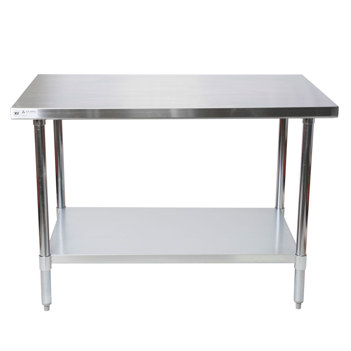 16GA Stainless Steel Flat Top Work Table, 24 Wide, Stainless Steel Legs &  Undershelf, (ST6-SSK)