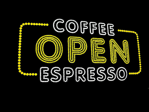 coffee open sign