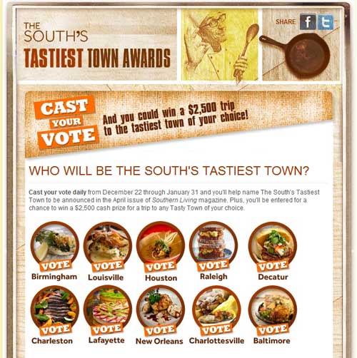 southern living tastiest town in the south contest
