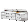 TPP-AT-119D-8-HC True 119” Pizza Prep Table w/ 8 Drawers