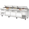 TPP-AT-119D-2-HC True 119” Pizza Prep Table w/ 2 Drawers