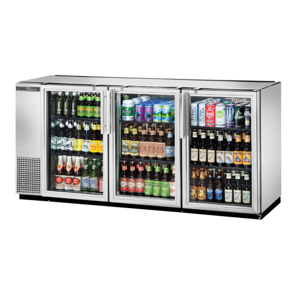 True's TBB-24GAL-72G-S-HC-LD Back Bar Cooler filled with product