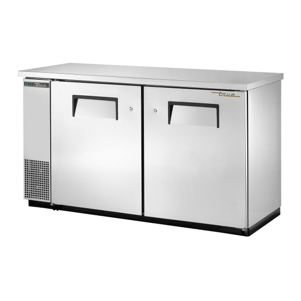 True's TBB-24-60-S-HC Stainless Steel Bar Back Cooler standing against a white backdrop