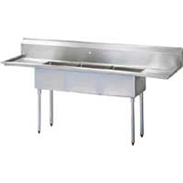 Turbo Air TSA-4-D1 - 4 Comp Sink 18x18x11 Bowls 2 Drainboards