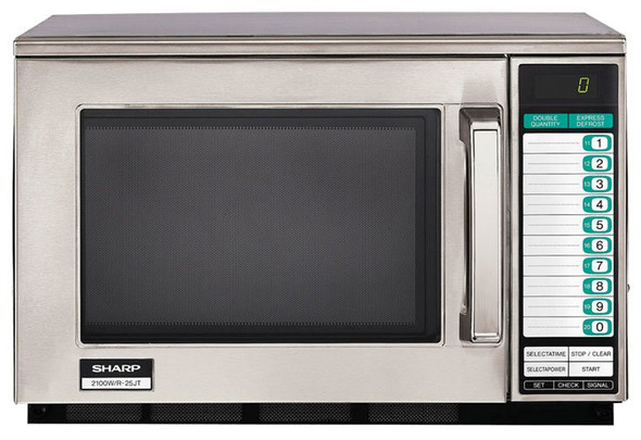 Front view of Sharp's R-25JTF 2100W Microwave w/ Touchpad