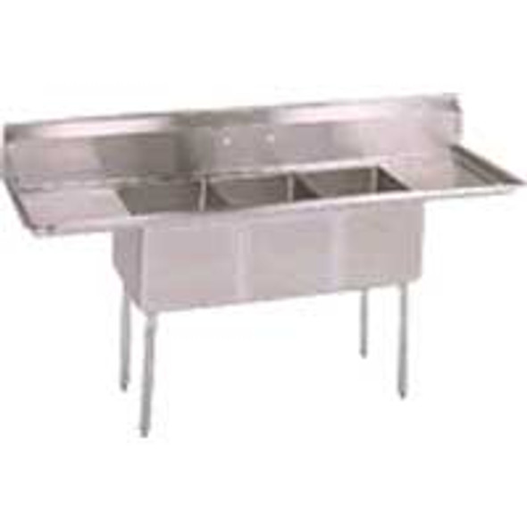 BK Resources BKS-3-15-14-15T - 3 Comp Sink 15x15x14 Bowls 2 DB