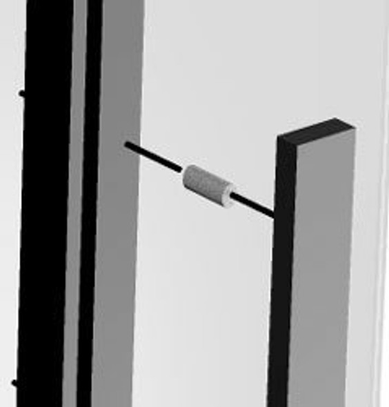 Animated image of the True 875543 door handle spacer and it's placement on the door