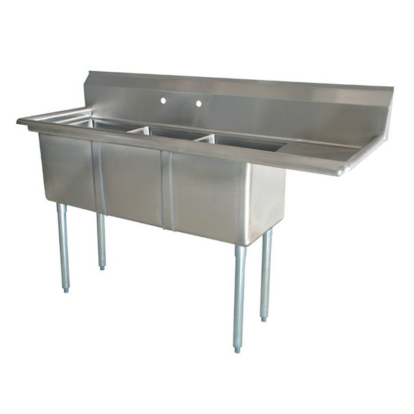 Atlantic Metalworks 18 x 18 x 12 3 Compartment 1 Drainboard Sink