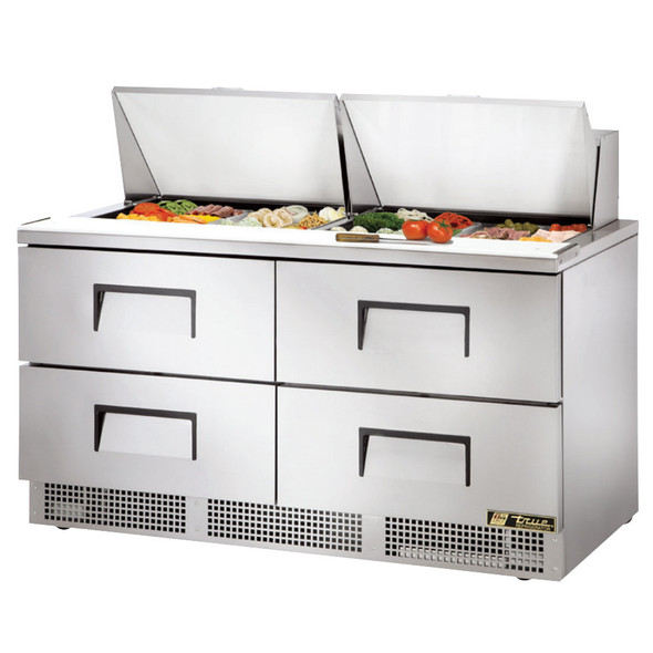 True TFP-64-24M-D-4 - 64" Front Breathing Prep Table with 4 Drawers True TFP-64-24M-D-4 - 64" Front Breathing Prep Table with 4 Drawers