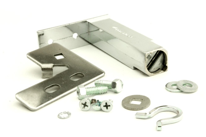 Image of all the components in the True 870837 door hinge kit by Kason (1556-570-54).
