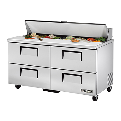 TSSU-60-16D-4 True 60” 16 Bin 4 Drawer Sandwich/Salad Prep Table